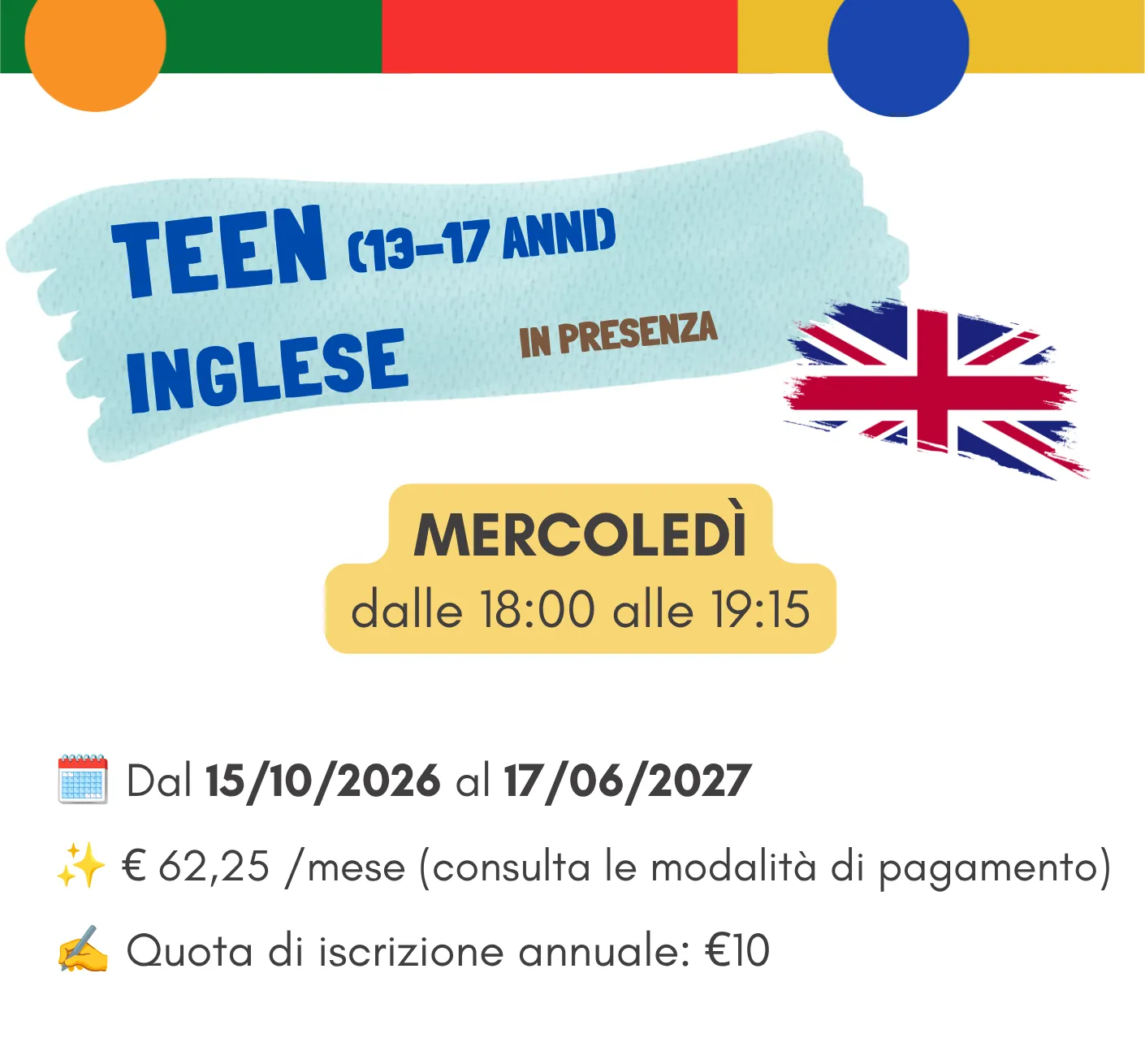 Corso di inglese Teen dai 13 ai 17 anni