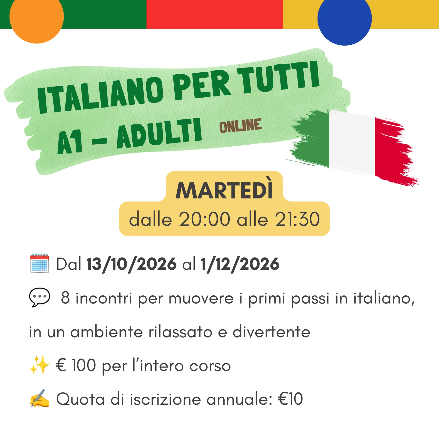 Corso Italiano per tutti A1 online