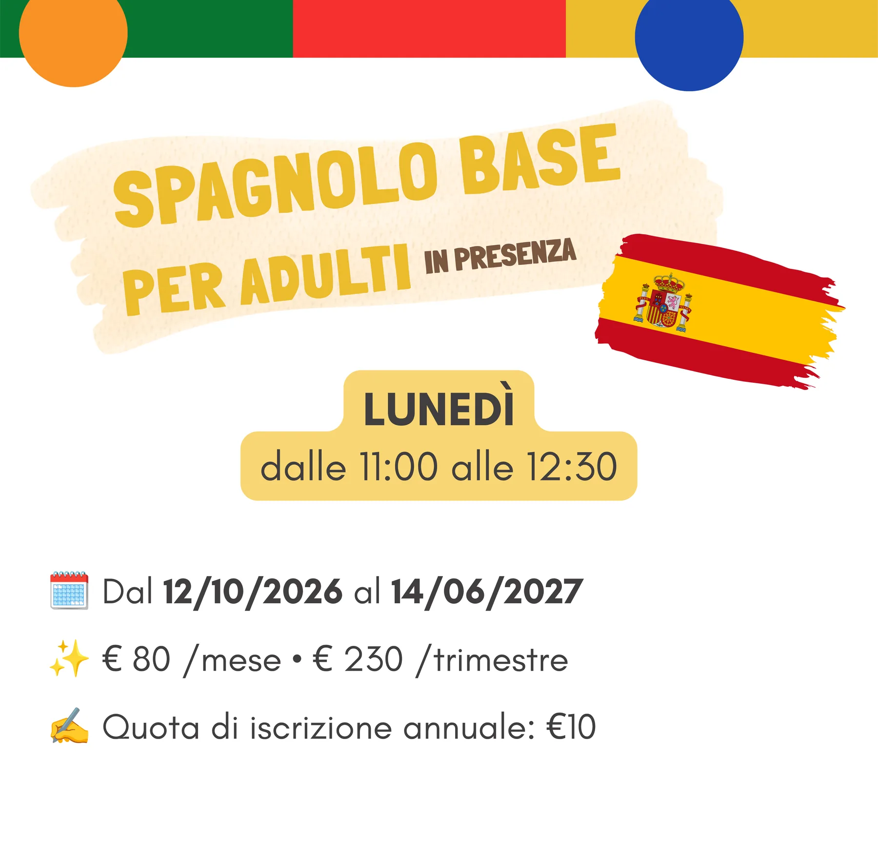 Corso di spagnolo base per adulti