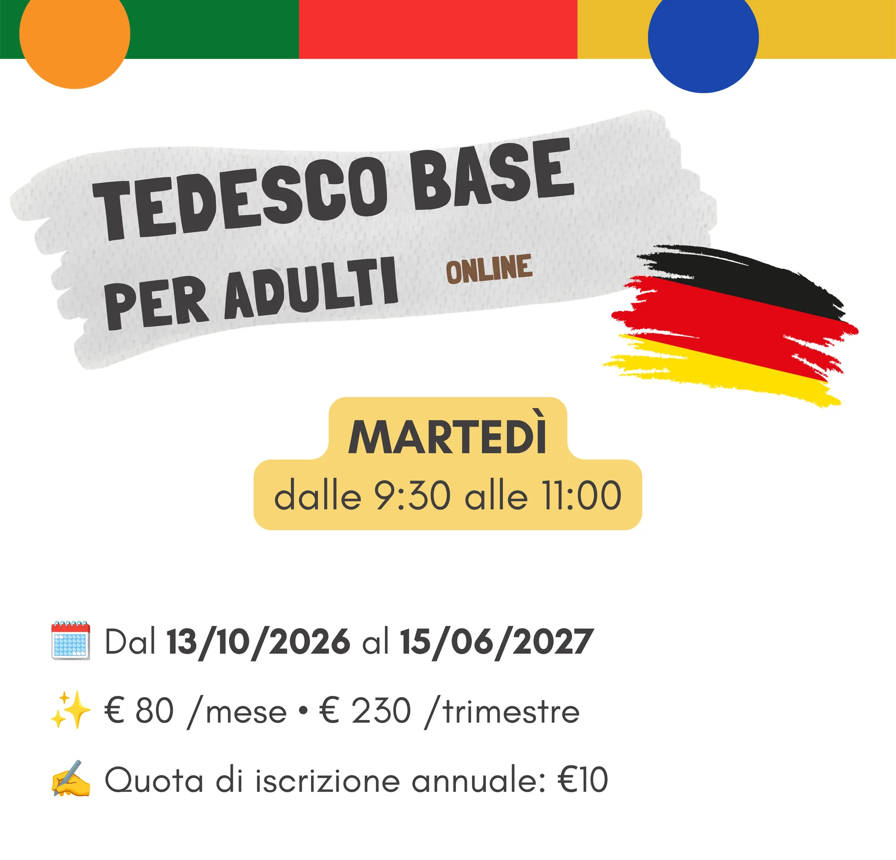 Corso di tedesco base per adulti online